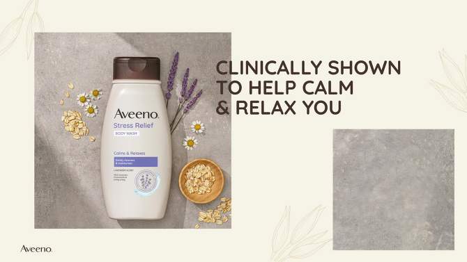 Aveeno Stress Relief Moisturizing Body Lotion with Lavender Scent, Natural Oatmeal to Calm and Relax, 2 of 13, play video