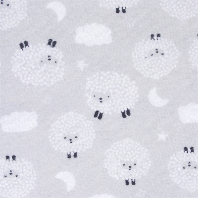 Grey Sheep and Stripes Cotton Flannel Baby Receiving Blankets, 5-Pack
