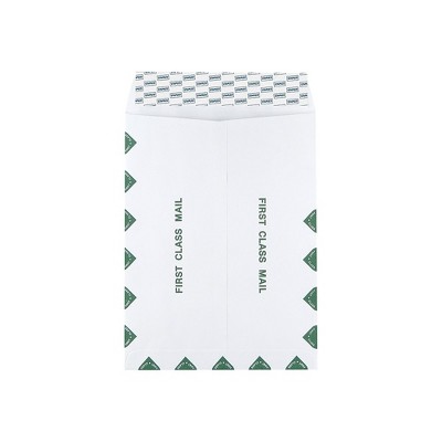 Staples First Class Catalog Envelopes 9"L x 12"H White and Green 100/BX 486929
