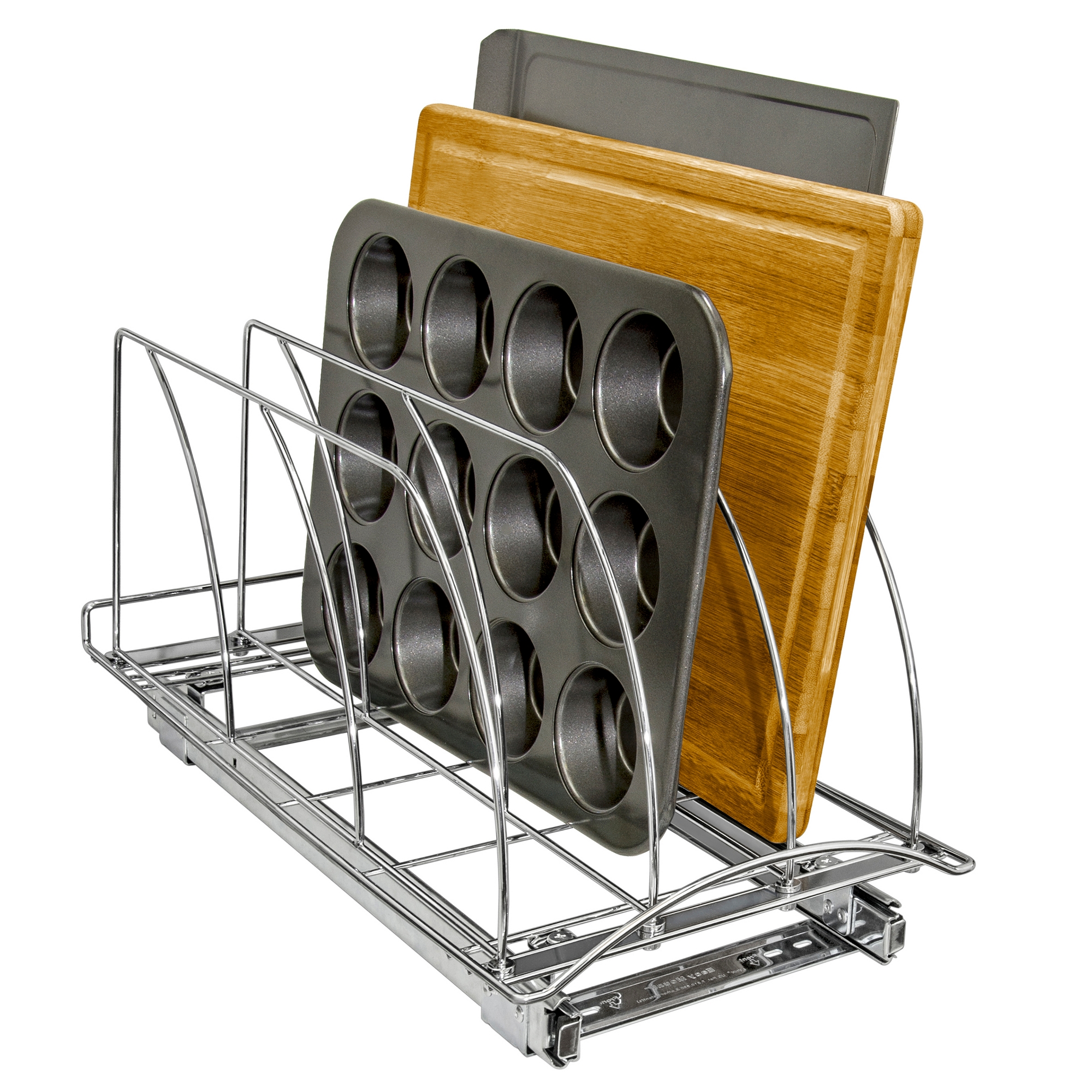 Lynk Professional Slide Out Cutting Board, Bakeware, and Tray Organizer - Pull Out Kitchen Cabinet Rack - 10" x 21": Kitchen Storage