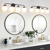 POWLIG 30.71-in 4-Light Matte Black Bathroom Light Fixtures Over Mirror Vanity Lighting with Milk White Glass Globe Shades - 3 of 4