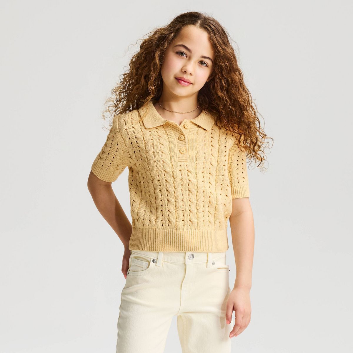 Girls' Short Sleeve Pullover Sweater - Cat & Jack™ - thumbnail 7