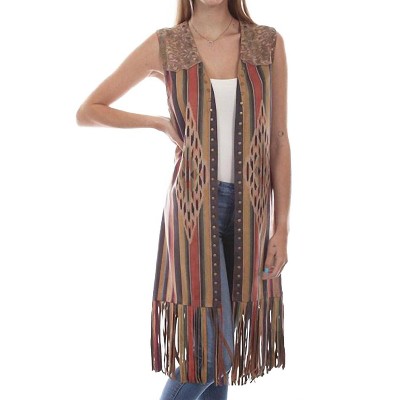 Women's Microfiber Long Serape Print Vest - Scully