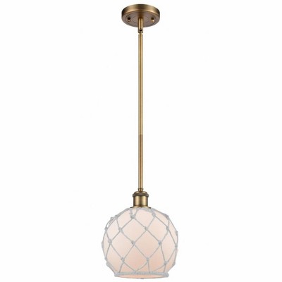 Farmhouse Rope - 1 Light Stem Hung Mini Pendant In Industrial Style-10 Inches Tall and 8 Inches Wide