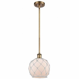 Farmhouse Rope - 1 Light Stem Hung Mini Pendant In Industrial Style-10 Inches Tall and 8 Inches Wide - 1 of 1