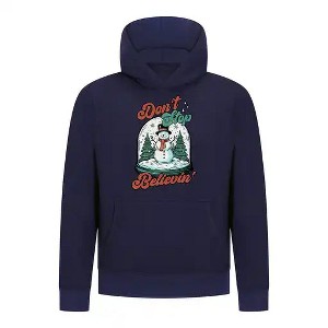 Everyday Kids Christmas Collection Don’t Stop Believin’ Pullover Hoodie – Holiday Snowman Sweatshirt - 1 of 4
