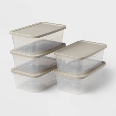 6qt Storage Boxes 5pk Gray - Brightroom™