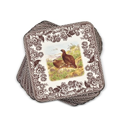 Pimpernel Spode Woodland Coasters (Set of 6) - Cork Backed Tabletop Protection, Heat & Stain Resistant - 4” x 4”, Durable
