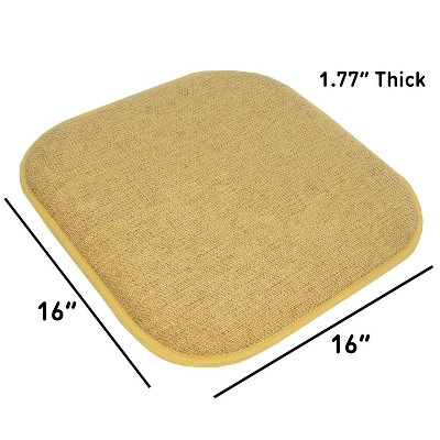 Alexis Gold Memory Foam Non-Slip Chair Cushion Set, 16" x 16", 4 Pack