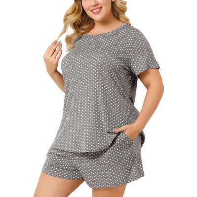 Agnes Orinda Women s Plus Size Short Sleeve Shirt And Shorts