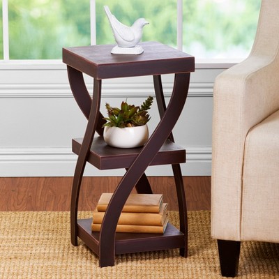 Walnut Antique Finish Twisted Leg Square End Table