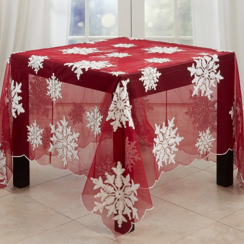 RCZ Décor Elegant Square Table Cloth - Made with Fine Crushed-velvet Material, Beautiful Burgundy Tablecloth with Durable Seams - 54 x 54