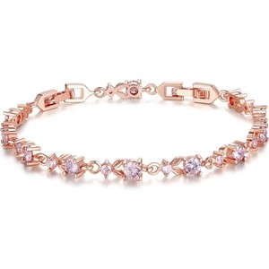 14K Gold Plated Cubic Zirconia Tennis Bracelet for Women, Adjustable Size 6.5-8 Inches for Wedding and Special Occasions - 1 of 4