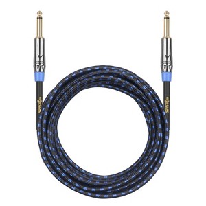 Clef Audio Labs Instrument Guitar Cable, 15ft -1/4 inch TS Straight to Straight Electric bass Guitar AMP Cord Blue Braided Jacket - 1 of 4