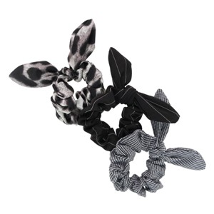 CTM Women's Black Bow Scrunchie Assorted Set - 1 of 4