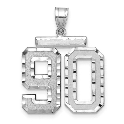 Black Bow Jewelry 14k White Gold, Varsity Collection, Large D/C Pendant, Number 90