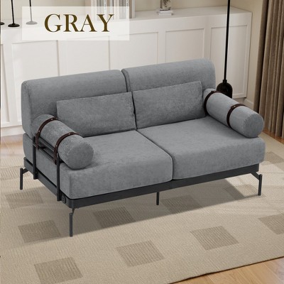 Hrinhom 59"W Loveseat Sofa, Mid Century Modern Couch, 2 Seater Chenille Sofa With Usb Ports
