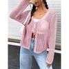 Coolmee Women's Lightweight Crochet Cardigan Tie Front Shrugs Knit Crop Tops - 2 of 4