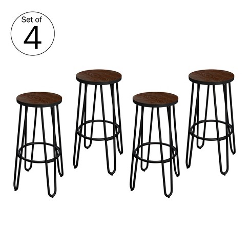 24 inch Bar Stools Backless Barstools With Hairpin Legs Wood Seat Kitchen Or Dining Room Modern Farmhouse Barstools By Lavish Home set Of 4 Target