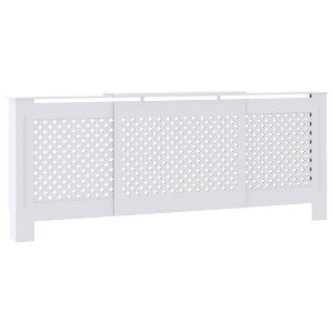 vidaXL Modern White MDF Radiator Cover with Adjustable Length and Storage Space - Ultra Durable Cabinet for Radiator Concealment and Display - 1 of 4