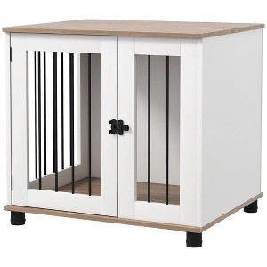 Resenkos Dog House, Pet House,Dog Cave,Dog Kennel Furniture Side End Table Indoor with Lockable Door, Walnut Brown - 1 of 1