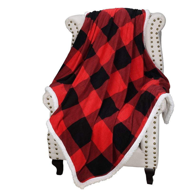 Catalonia Plaid Fleece Throw Blanket, Super Soft Warm Snuggle Christmas Holiday Throws for Couch Cabin Decro, Checkered, 50x60 inches, 5 of 6