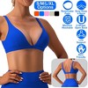 NPolar "Women’s Deep V-Neck Sports Bra with U-Shaped Open Back, Padded Strappy Crop Top for Yoga & Gym" Blue Size L - 2 of 4