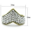 Slickblue Women's Chevron Design Two-Tone IP Gold Stainless Steel Ring, Pave Set Clear Synthetic Crystals, size 5-10 - 2 of 4