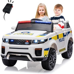 12V Children's Ride-on Police Car, Electric Ride-on Toddler Toy Police Car with Remote Control, Loudspeaker, Flashing Lights, Music - 1 of 4
