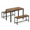 CIPACHO Rustic Brown and Black Industrial Dining Table Set Bar Table with 2 Dining Benches Kitchen Counter Seating - 4 of 4
