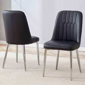 Sapphtopaz Modern Dining Chairs PU Upholstered Living Room Chairs with Metal Legs Mid-Back Chair for Kitchen, Dining Room - 1 of 4
