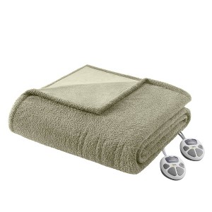 Serta Queen Dream Soft Heated Blanket Sage - 1 of 4