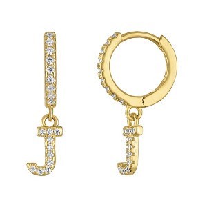 Junior Jewels 14K Gold Over Sterling Silver Cubic Zirconia Initials Drop Earrings - 1 of 2
