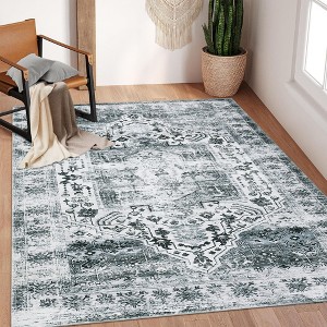 Area Rug, Rugs for Living Room, Non Slip Stain Resistant Kitchen Rug, Vintage Distressed Accent Rug - 1 of 4