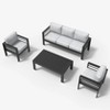 LayinSun Outdoor Aluminum Furniture Set, 4 Pieces Patio Sectional Conversation Chat Sofa Modern Seating Set with Coffee Table - 2 of 4