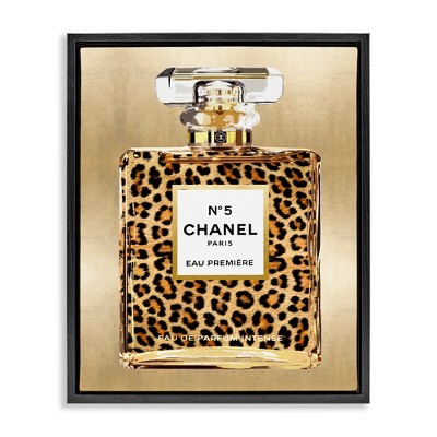 Stupell Industries Leopard Pattern Perfume Black Framed Floater Canvas Wall Art