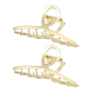 Unique Bargains Women's Metal Hair Clips Gold Tone 2 Pcs - 1 of 4