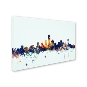 Trademark Fine Art -Michael Tompsett 'Dallas Texas Skyline Blue' Canvas Art - 1 of 3