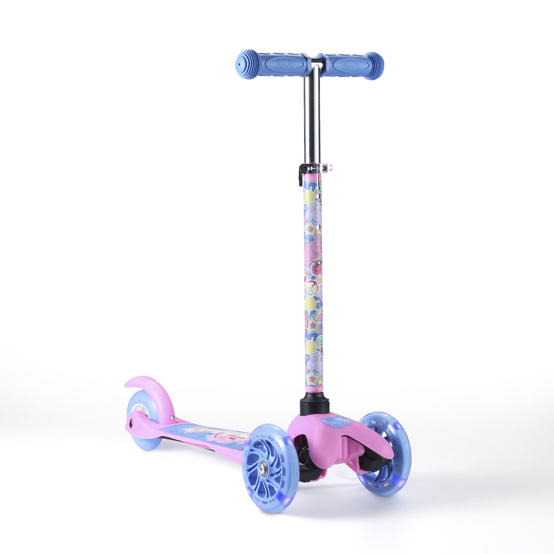 Peppa Pig 3-Wheel Tilt-and-Turn Scooter with Adjustable Handlebar and Light-up Wheels