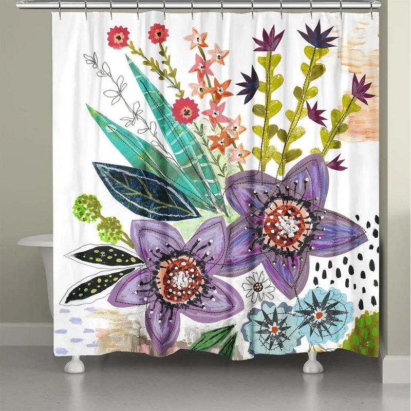 Laural Home Violet Blooms Shower Curtain, 1 of 2
