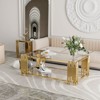 Dolonm Stainless Steel Rectangle Glass Coffee Table for Living Room 51.18" Modern Center Table with Clear Tempered Glass 8mm Gold Leg - 2 of 4
