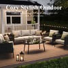 LayinSun 5 Piece Outdoor Furniture Set with Coffee Table, Modern Rope Woven Patio Conversation Sofa Set with Olefin - 3 of 4