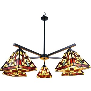 Chloe Lighting Vincent Mission Tiffany-Style Blackish Bronze 5 Light Chandelier 30 Inch Wide - 1 of 4