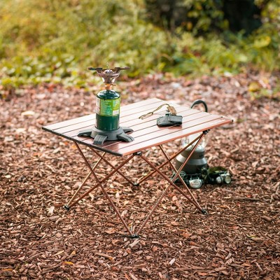 Medium Brown Aluminum Folding Camping Table