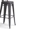 Industrial Metal Barstool with Curved Slatted Back, Footrest, and Cross Brace, Set of 2 for Kitchen, Bar, or Condo - 4 of 4