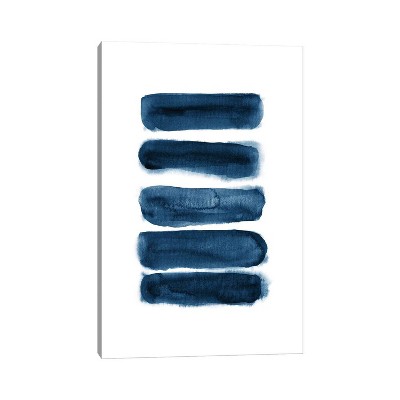 iCanvas Watercolor Brush Strokes Navy Blue by Nouveau Prints Canvas Print Wall Art