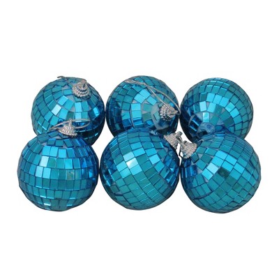 Northlight Mirrored Disco Christmas Ball Ornaments - 2.5" (60mm) - Blue - 6ct