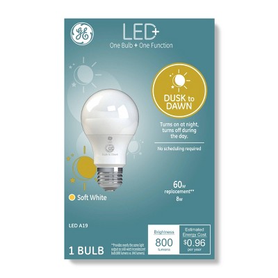 General Electric A19 Dusk to Dawn LED + Light Bulb Clear