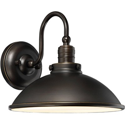 Minka Lavery Modern Outdoor Barn Light Fixture Oil Rubbed Bronze LED 9 3/4" Rain Glass Diffuser for Post Exterior Porch Yard Patio