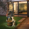 LuxenHome 30" Farmhouse Playful Puppy Resin Water Fountain Outdoor with Barrel and LED Lights Brown - 3 of 4